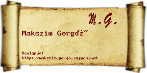 Makszim Gergő névjegykártya